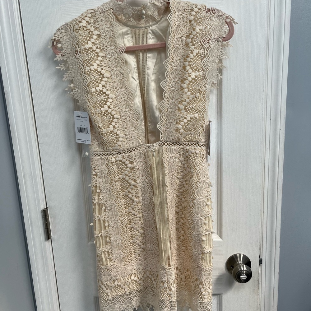 Free People Honey Mini Lined Dress ECRU Cream Lace NWT Fairy Whimsical 0 - Picture 10 of 16